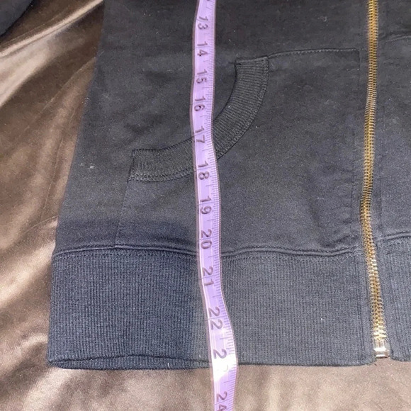 BCBG Maxazria  rhinestone logo black hoodie sweater Sz L - Picture 7 of 15